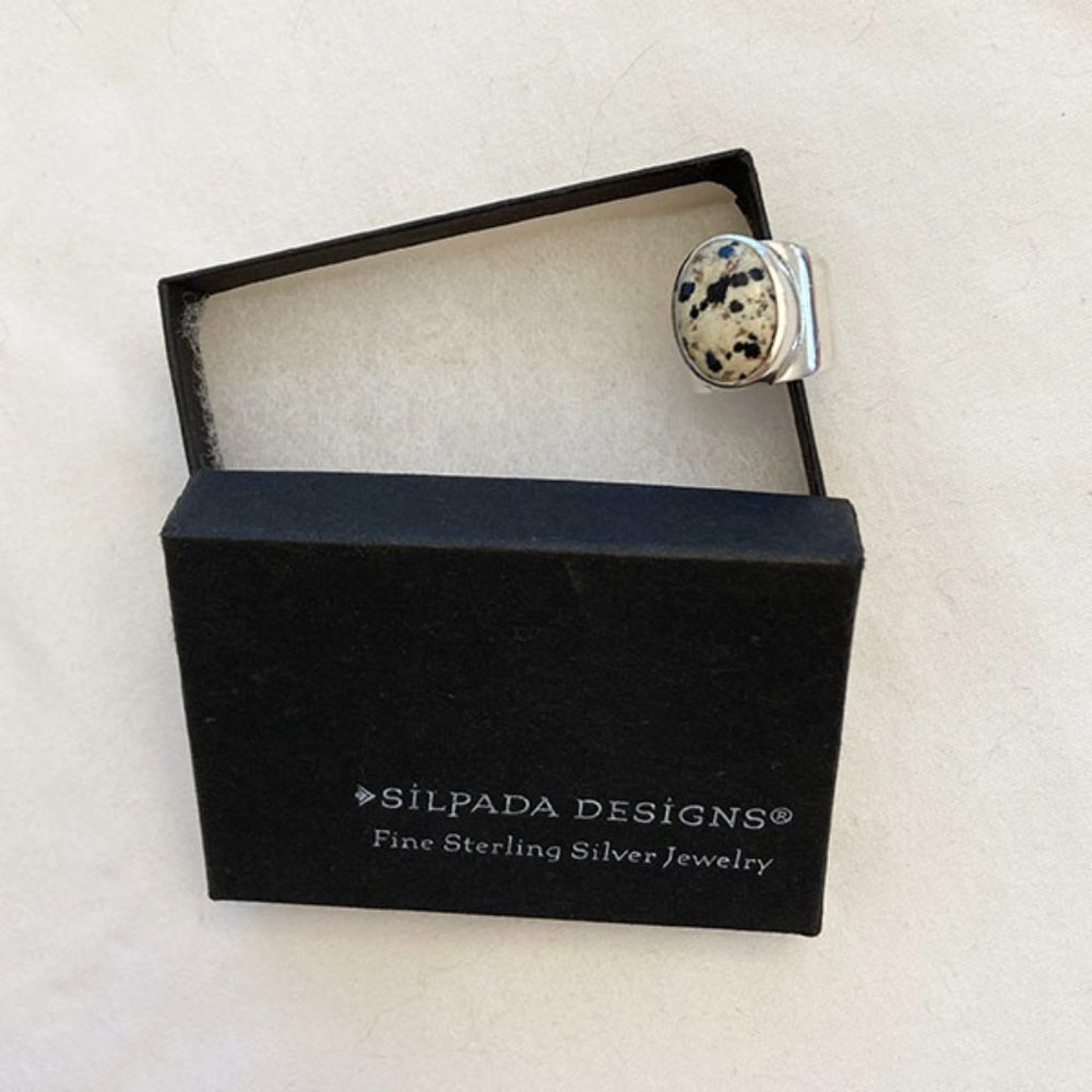 Silpada retired sterling silver and jasper ring, size 6